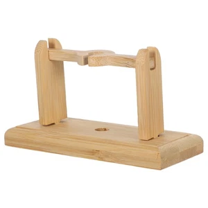 Staffa ventilatore pieghevole da scrivania: supporto ventilatore portatile supporto display bambù minimalista - Foto 1 di 12