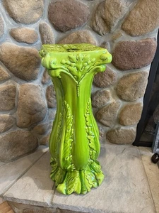 Vintage Kunstkeramik Keramik verziertes Blumenmuster Pflanzenständer groß 28" hoch - Bild 1 von 9