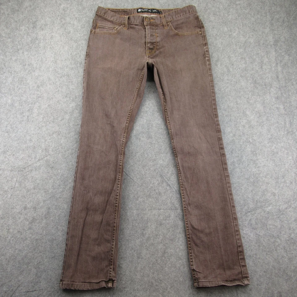 Matix Gripper Slim Straight Men's Brown Denim Jeans 32 Waist - Image 1 of 4