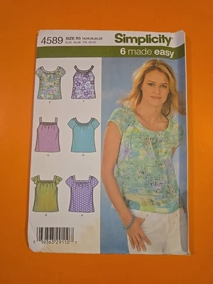 SIMPLICITY PATTERN 4589 MISSES' TOPS SIZE R5 14-22 - Image 1 of 3