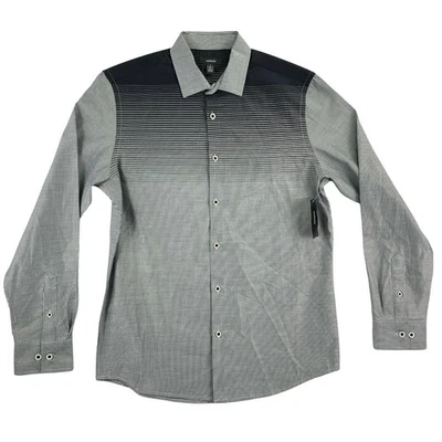 Alfani Mens Croydon Woven Regular Fit Button Down Shirt Black S - Image 1 of 4