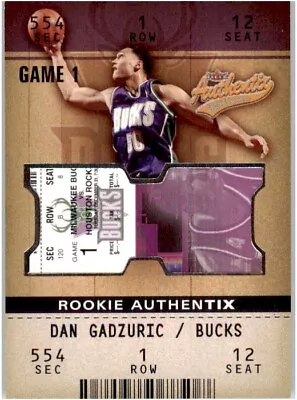 2002-03 Fleer Authentix Dan Gadzuric Rookie Authentix  1182/1250 Bucks MINT - Image 1 of 2