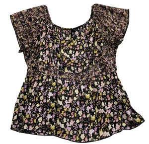 ESSENTIALS by Milano PXL Bluse schwarz Ditsy Blumenmuster Flatterärmel Seitenreißverschluss - Bild 1 von 7