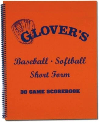 GLOVER'S Glovers Scorebooks Short Form Baseball Softball Scorebook 30 Game Record Keeper