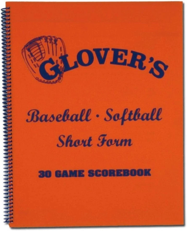 GLOVER'S Glovers Scorebooks Short Form Baseball Softball Scorebook 30 Game Record Keeper