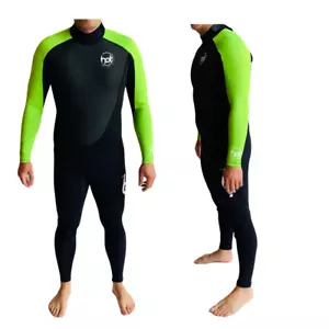 Mens Wetsuit 3/2 Full Length summer wetsuit Hots surf 69 Wetsuits - Green Black - Picture 1 of 8