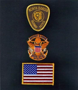 NORTH DAKOTA Patrulla de Carreteras POLICÍA BANDERA EE. UU. Coser Hierro NOVEDAD PARCHE CONJUNTO 3 piezas - Imagen 1 de 1