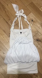  cremefarben 2-lagig drapiert Minikleid Größe M/L - Bild 1 von 3