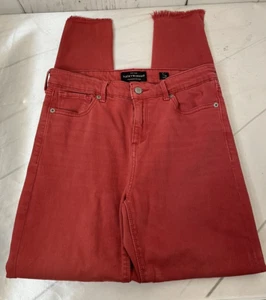 Lucky Brand Red Straight Leg Denim Skinny Jeans Women's Size 8/29A Mid Rise 1427 - Picture 1 of 17