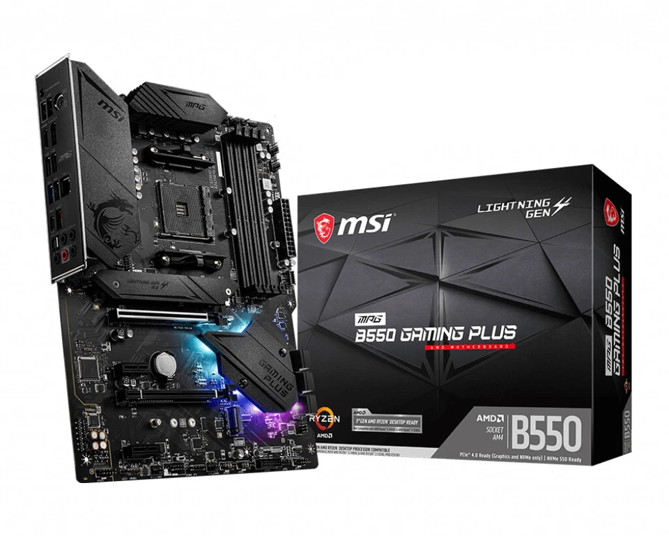 MSI MPG AMD B550 Gaming Plus Socket AM4 ATX DDR4-SDRAM Motherboard - Imagen 1 de 4