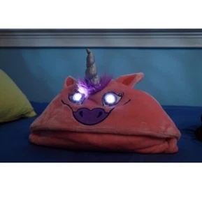 Fleece Blanket UNICORN LIGHT UP Eyes Large Sofa Throw Soft Warm Faux Fur - Picture 1 of 6