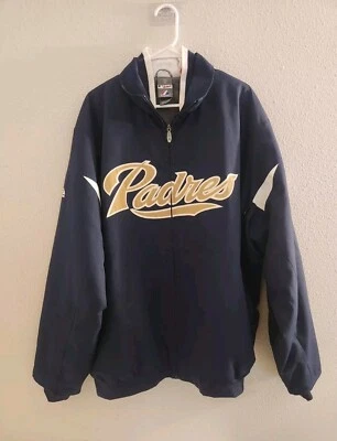 Vintage Majestic San Diego Padres MLB Therma-Base Jacket Mens 2XL Blue Baseball - Image 1 of 4