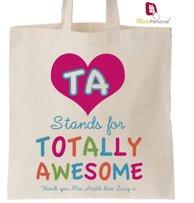 Personalised Thank You Teacher Gift Cotton Tote Bag- TA -Teaching Assistant - Image 1 of 2