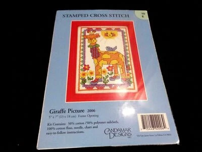 GIRAFFE Cartoon Stamped Cross Stitch kit Cadamar Designs NEW 5″ x 7″ Picture - Image 1 of 4