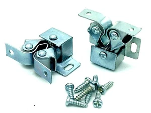 Double twin roller door catch zinc plated latch for cupboard & wardrobe (98) - Picture 1 of 5