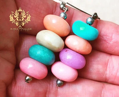 RAINBOW PASTEL Jade Gemstone Lavender Aqua Pink Peach Melon Earrings Jewelry USA - Image 1 of 3