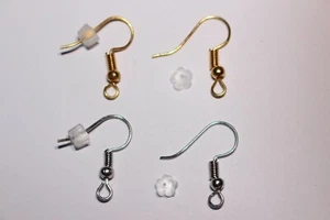  support boucle d'oreille (50%dorés + 50%argentés) + fermoir fleur plastique - Picture 1 of 5