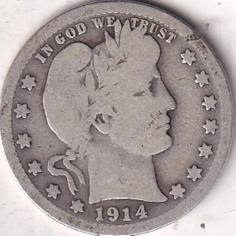 1914 SILVER Barber Quarter - VG - #268 - BEAUTIFUL COLOR - BEAUTIFUL COIN Cover