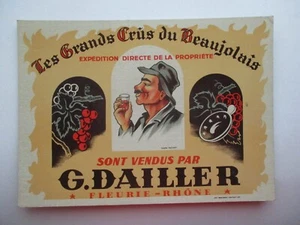 Pubblicità francese vintage G. Dailler Les Grand Crus Du Beaujolais cartone anni 40 vino - Foto 1 di 9