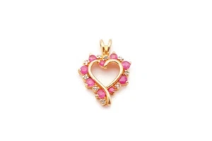 Ross Simons Ruby Diamond Heart Pendant Gold Plated Sterling Silver 925 K7 - Picture 1 of 10