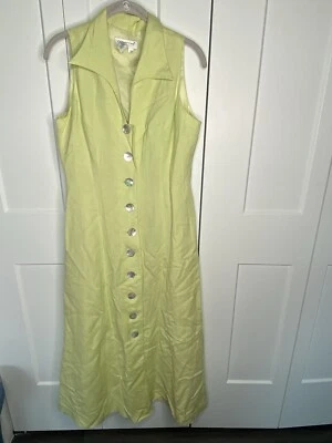 Maxi vestido para mujer Coldwater Creek mezcla de lino con botones sin mangas talla 10” Foto 1 de 4