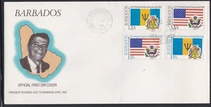 BARBADOS 1982 FDC VISIT OF USA PRESIDENT RONALD REAGAN OVERSIZED + CACHET - Picture 1 of 1