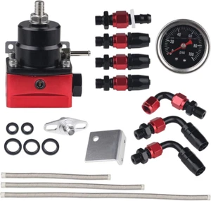 Kit De Regulador De Presion De Combustible Ajustable Universal De Aluminio Con - Picture 1 of 12