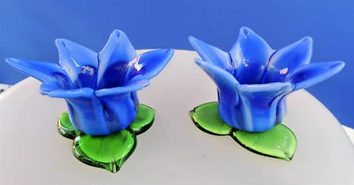 Kerzenhalter- Set-aus Glas-Blumenkelche-Handarbeit - Bild 1 von 4