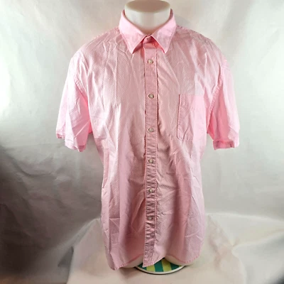 Perry Ellis Shirt Mens 2XL Pink Button Up Polka Dots Short Sleeve Preppy Casual - Image 1 of 4