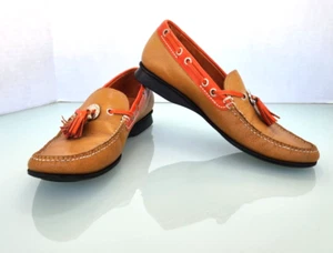 Cole Haan Vintage Boys Leather Loafers Orange with Tassel Dress Shoes Sz 6 - Picture 1 of 9