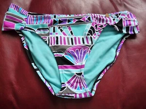 BNWOT Bikini bottoms Size L Raisins aqua green geometrical  - Picture 1 of 2