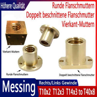 Rund Vierkant Flansch Rechts/Links Gewinde Trapezgewindemuttern Messing Muttern - Bild 1 von 4