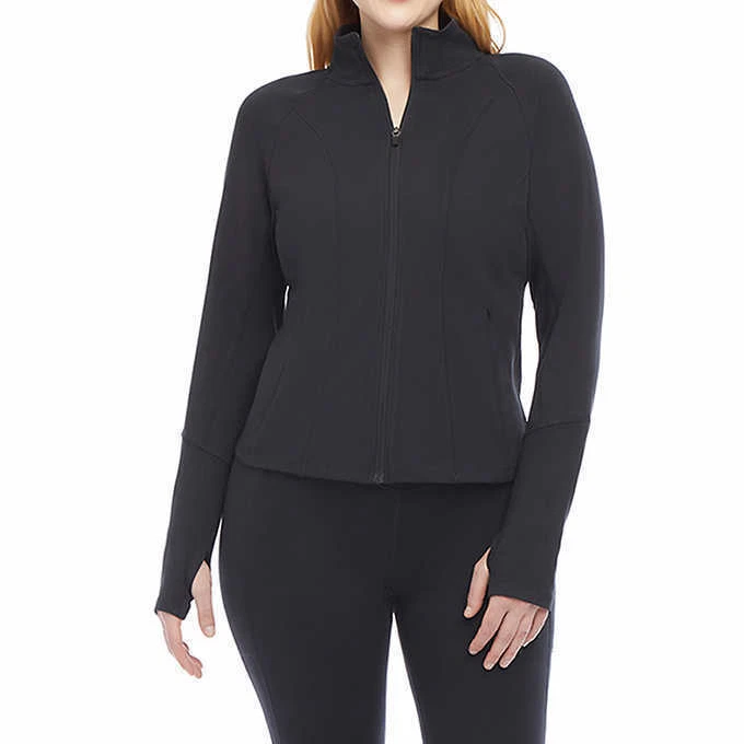 Danskin Contour Yoga Full Zip Jacket Black Salt Small S