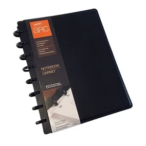Leather Customizable Notebook System arc Disc Black Small Junior Size Agenda - Picture 1 of 7