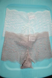 Womens Panties 2 PAIR LOT Sexy CHEEKY CROCHET LACE PANTY White & Taupe S / 5 - Picture 1 of 1