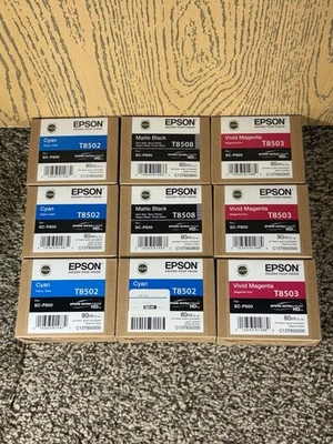 2016/2020 NEW 9 SET GENUINE EPSON SC-P800 HD INKS 80ml 8502/8503/8508 - Image 1 of 2