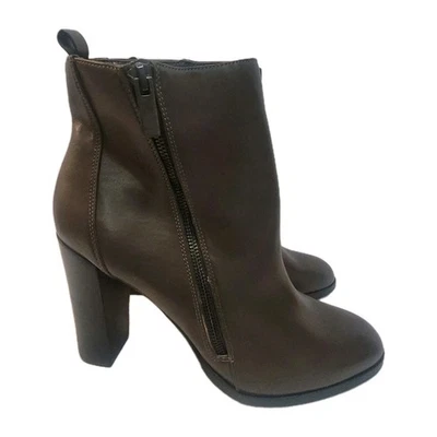 NUEVO Dolce Vita Botines Tacón Alto Cuero Marrón Cremallera Lateral Talla 12 Foto 1 de 4