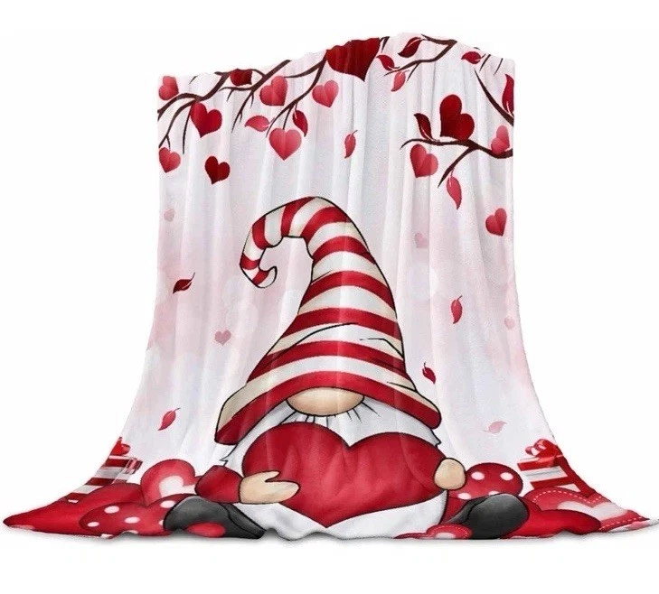 Manta de tiro Love Gnome mantas y frazadas, manta roja Love Heart rosa Foto 1 de 4