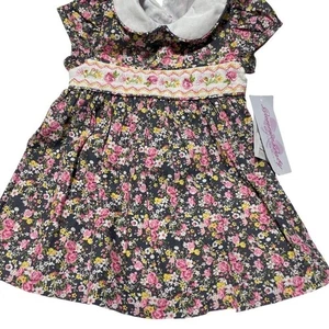 Vestido Floral Bonnie Baby 2 Piezas y Florers Con Bordado Smocking 6-9M - Imagen 1 de 5