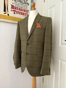 Brook Taverner Men’s Windowpane Check Tweed Blazer Jacket Hacking Hunting 40L - Picture 1 of 9
