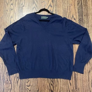 C.C. Suéter Filson Co. Para Hombre Talla XXL Cuello en V Azul Marino Tejido Mezcla de Algodón - Imagen 1 de 11