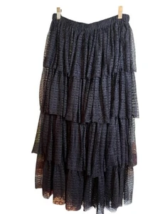 Free People Let's Go Girls Convertible Tiered Lace Sheer Slip Skirt Dress Sz M - Picture 1 of 7