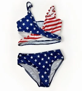 4th of July Mädchen Badeanzug Größe 9 10, Cross Bikini Zweiteiler Größe 9-10 Y - Bild 1 von 3