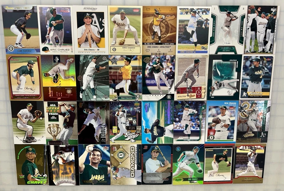 ERIC CHAVEZ - Huge 32 card lot! ROOKIE! Upper Deck-Topps-Fleer-Bowman+! A’s+ $$ - Image 1 of 1
