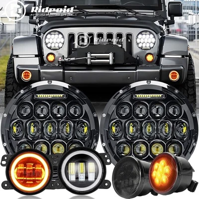 Kits de luces antiniebla giratorias faros LED de 7"" combo punto para Jeep Wrangler JK 2007-2018 Foto 1 de 4