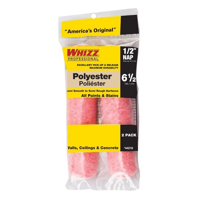 Whizz 44218 Pink Polyester Shed-Resist Mini Paint Roller Cover 6.5 Wx1/2 Nap in. - Image 1 of 1
