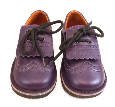 DE OSU -Espanha -Sapatos femininos de couro roxo com cadarço - Europeu 24 -Kiltie -Tamanho 7 - Imagem 1 de 4