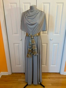 Vintage graues Maxikleid Kleid 70er Jahre Polyester Rollkragen Gr. M - Bild 1 von 13