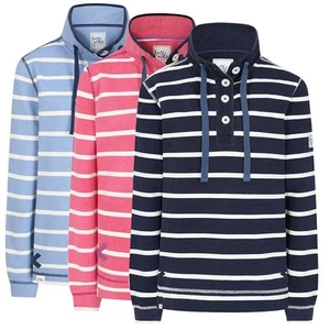 Lazy Jacks Womens LJ301S Pique Stripe Button Neck Sweatshirt Sizes UK8 To UK20 - Picture 1 of 30