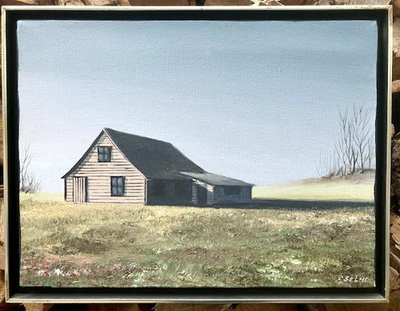 PINTURA AL ÓLEO ORIGINAL FIRMADA POR CHARLES SELMI Nueva Inglaterra Granero Arte Paisaje enmarcado Foto 1 de 4